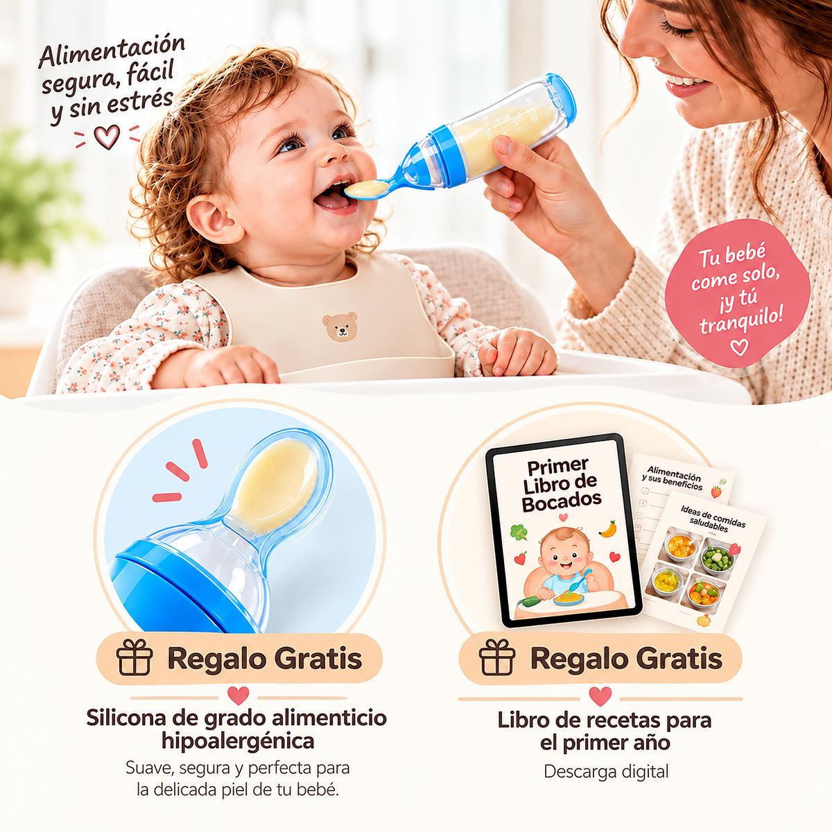 Cuchara Dosificadora Fluzo™ | Alimentación Limpia y Sin Manchas